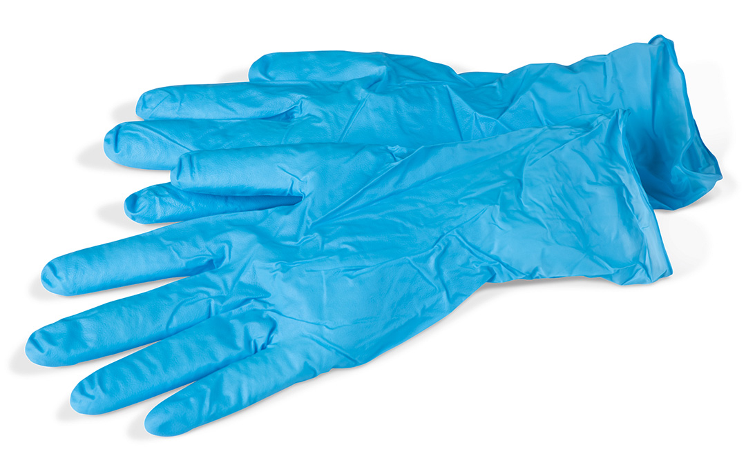 Blue nitrile gloves